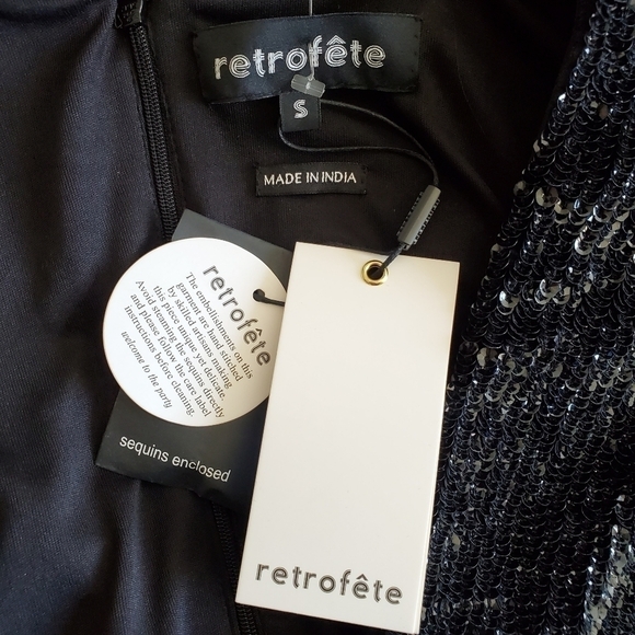 Retrofete Aubrielle Sequined Black Mini Cocktail Dress NWT Size Small - Picture 13 of 17